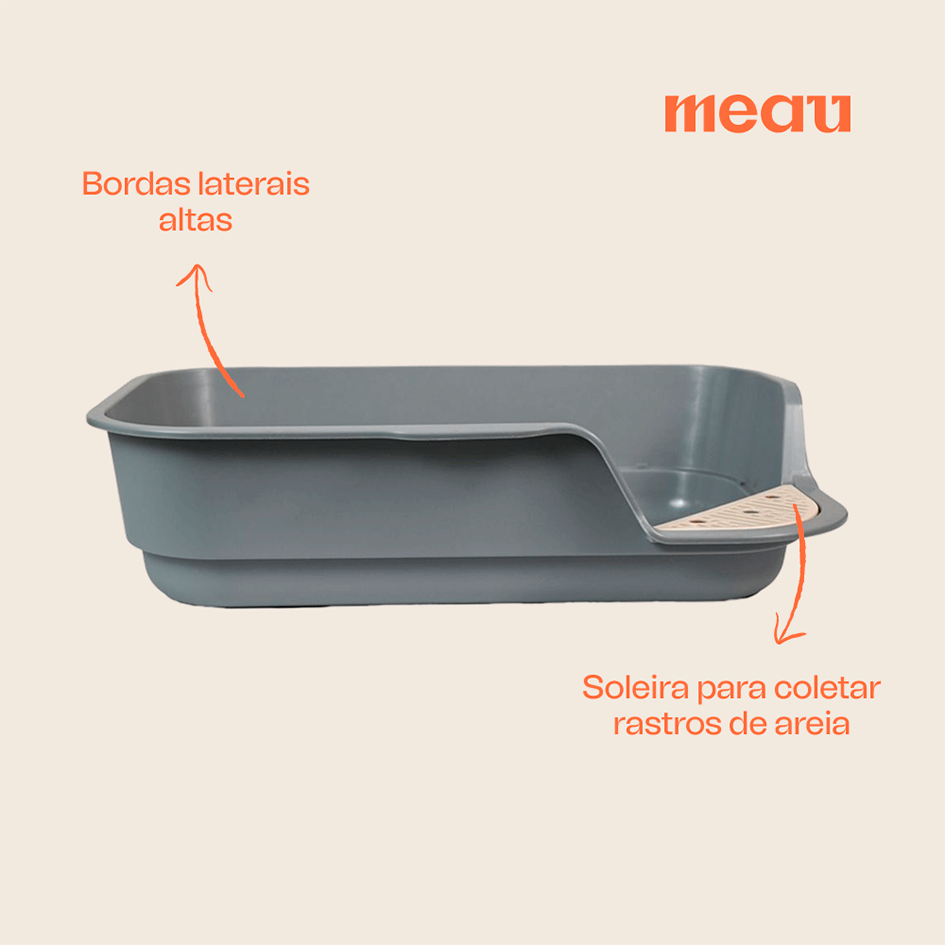 Caixa de Areia Meau Basic Cinza com Pá para Gatos - Tam. Único