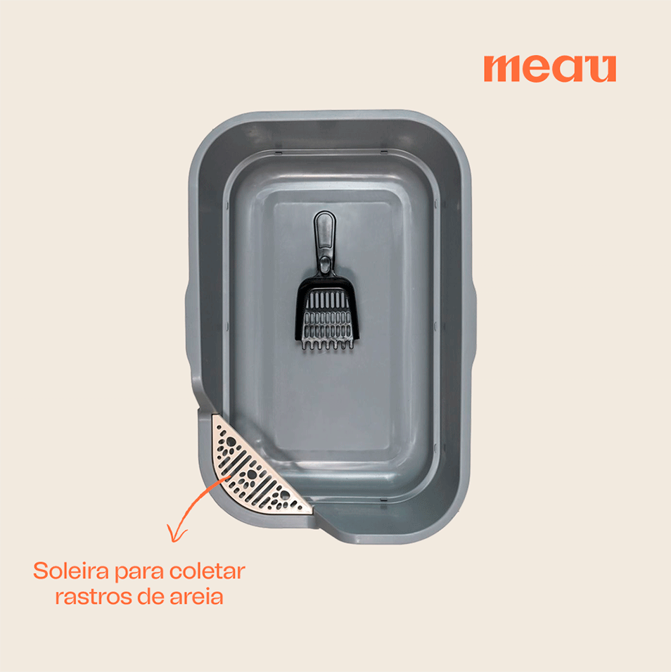 Caixa de Areia Meau Basic Cinza com Pá para Gatos - Tam. Único