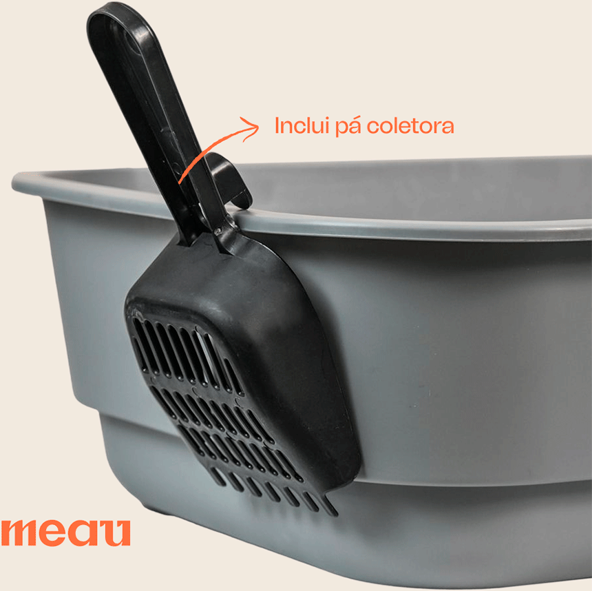 Caixa de Areia Meau Basic Cinza com Pá para Gatos - Tam. Único