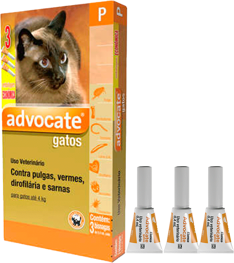 Antipulgas e Vermicida Advocate 40 mg para Gatos até 4Kg - 3 Pipetas