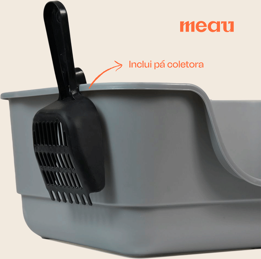 Caixa de Areia Meau Jumbo Cinza com Pá para Gatos - Tam. G