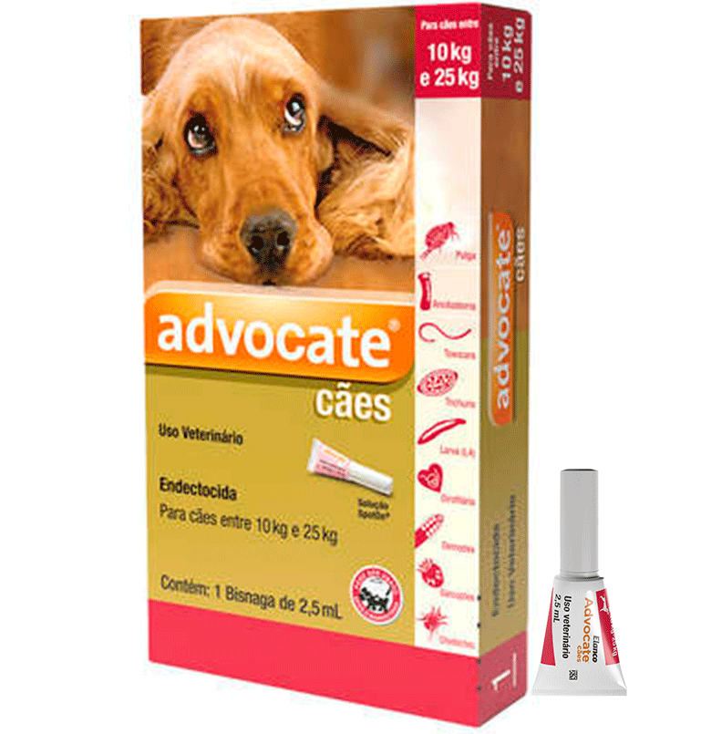Antipulgas e Vermicida Advocate 250 mg para Cães de 10 a 25Kg - 1 Pipeta
