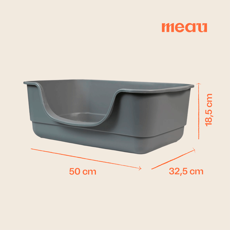 Caixa de Areia Meau Jumbo Cinza com Pá para Gatos - Tam. G