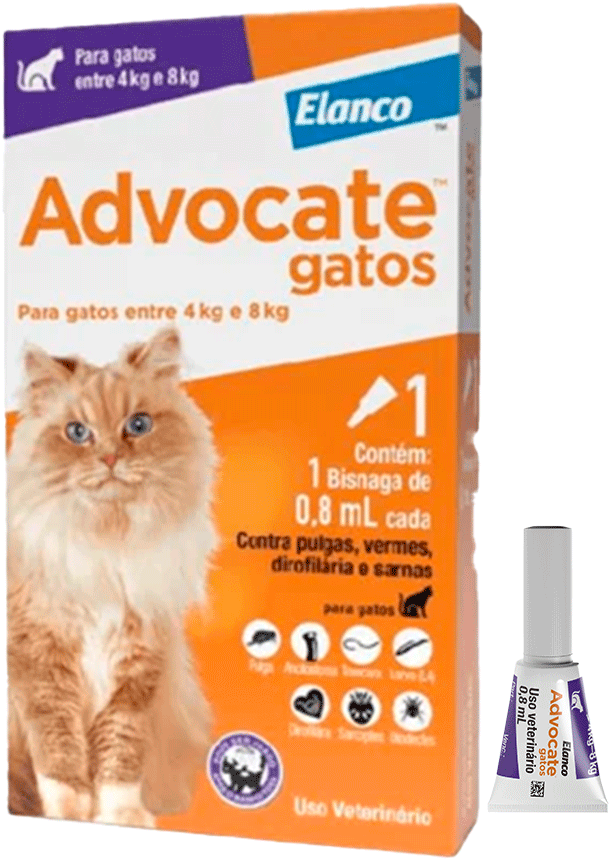 Antipulgas e Vermicida Advocate 80 mg para Gatos de 4 a 8Kg - 1 Pipeta