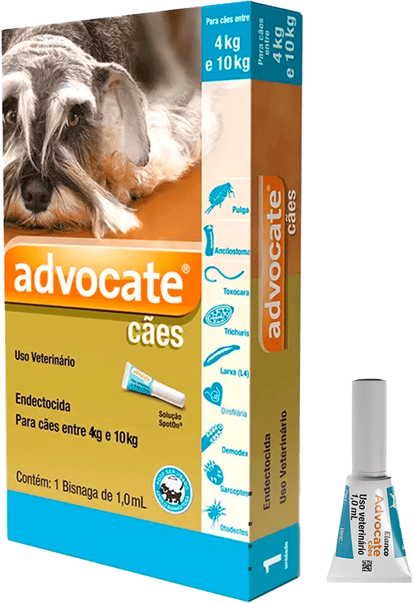 Antipulgas e Vermicida Advocate 100 mg para Cães de 4 a 10Kg - 1 Pipeta