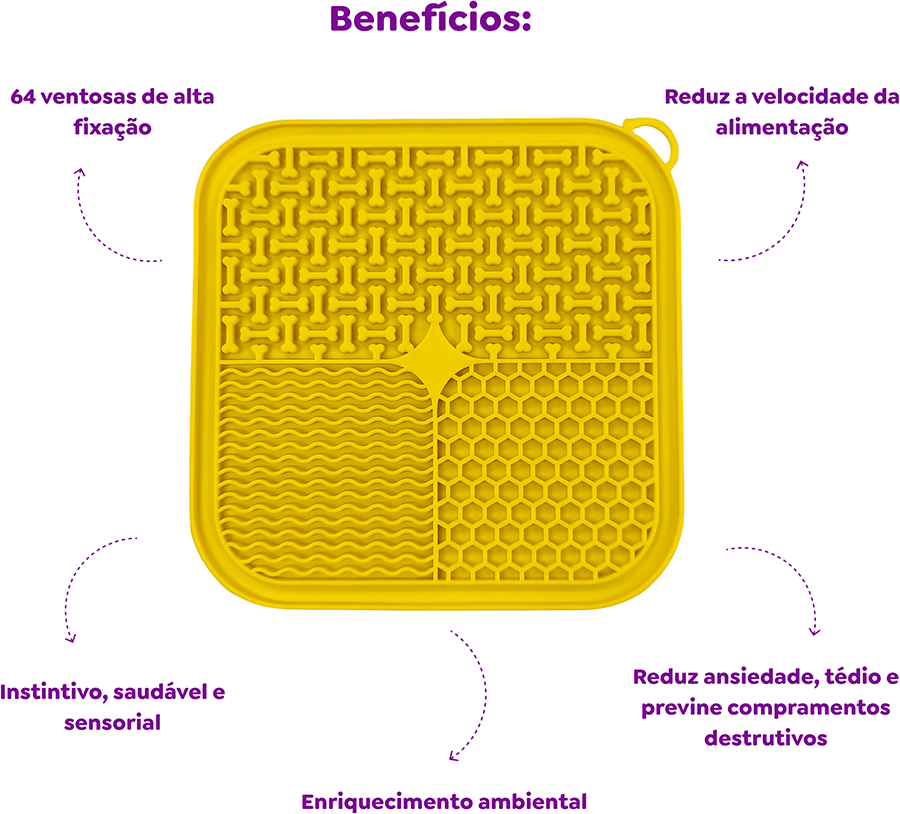 Brinquedo e Comedouro Lento Amicus Lamb Lamb Square Amarelo - Tam. Único