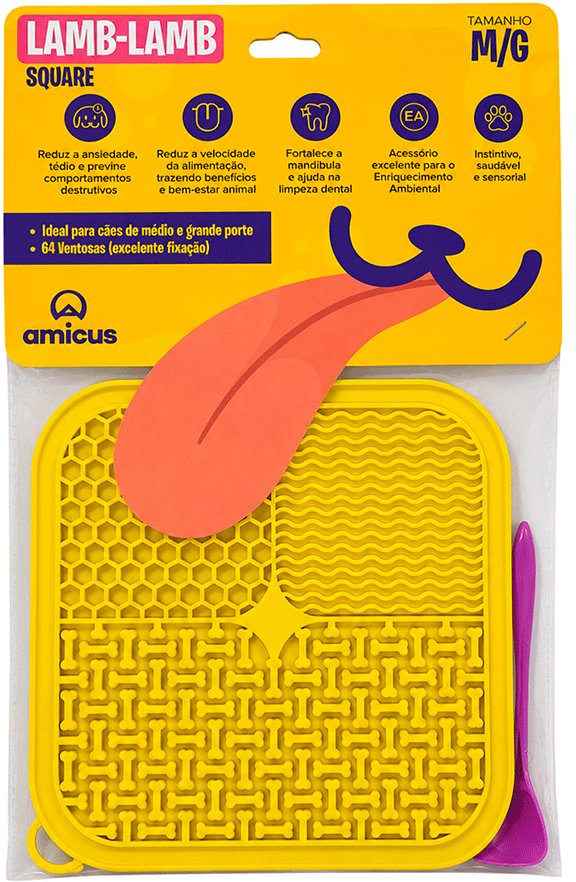 Brinquedo e Comedouro Lento Amicus Lamb Lamb Square Amarelo - Tam. Único