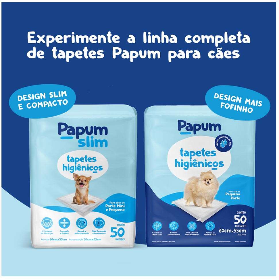 Tapete Higiênico Papum Slim Lavanda para Cães de Porte Mini e Pequeno - 50 Unidades