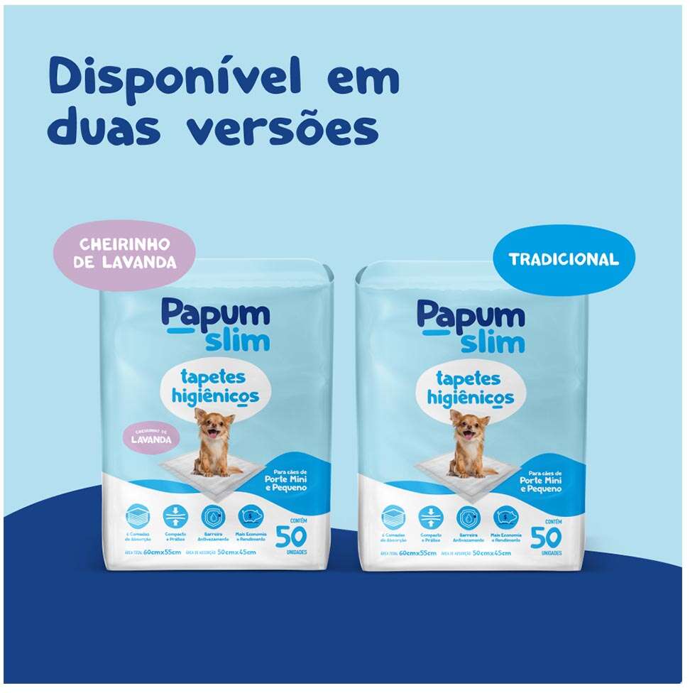 Tapete Higiênico Papum Slim para Cães de Porte Mini e Pequeno - 50 Unidades