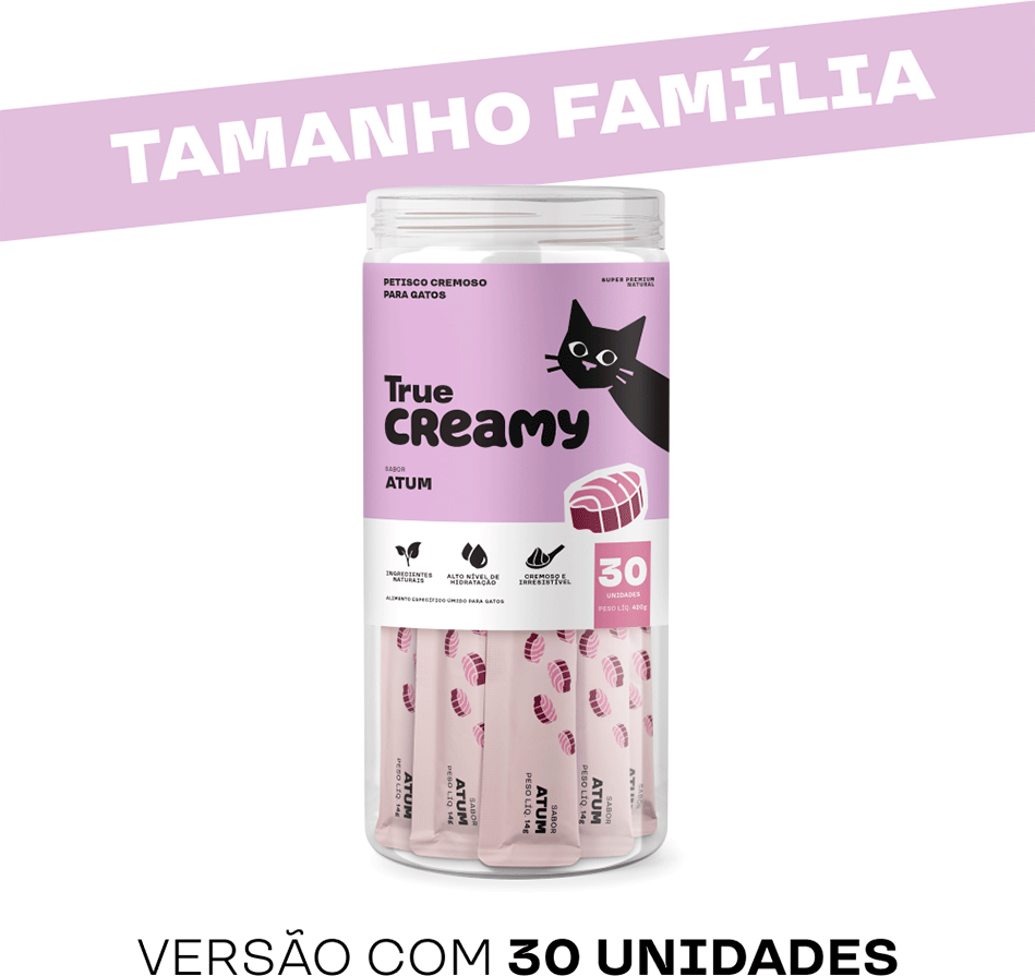 Petisco Cremoso True Creamy sabor Atum para Gatos - 30 Unidades