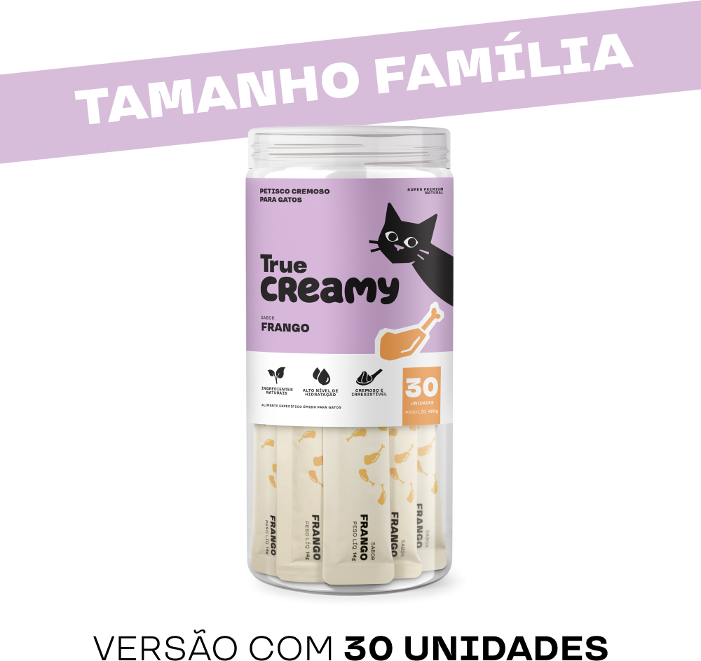 Petisco Cremoso True Creamy sabor Frango para Gatos - 30 Unidades