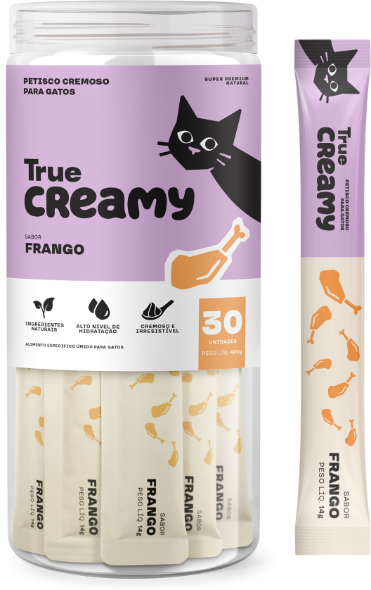 Petisco Cremoso True Creamy sabor Frango para Gatos - 30 Unidades
