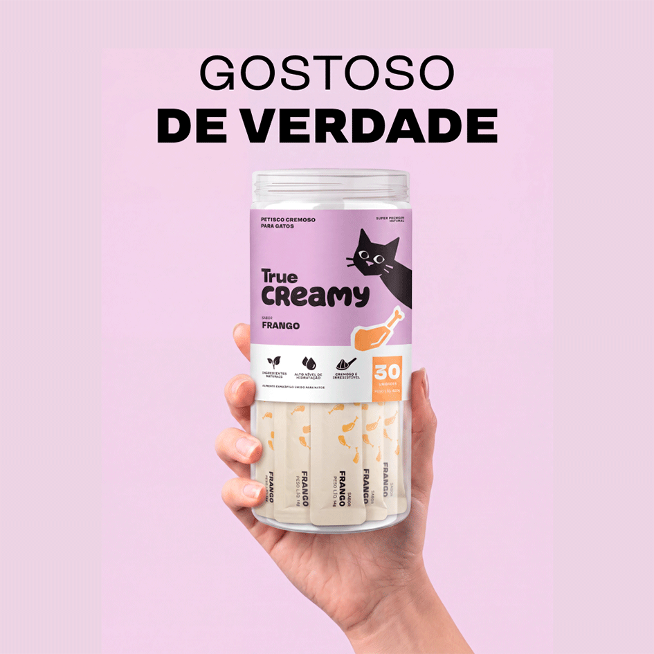 Petisco Cremoso True Creamy sabor Frango para Gatos - 30 Unidades