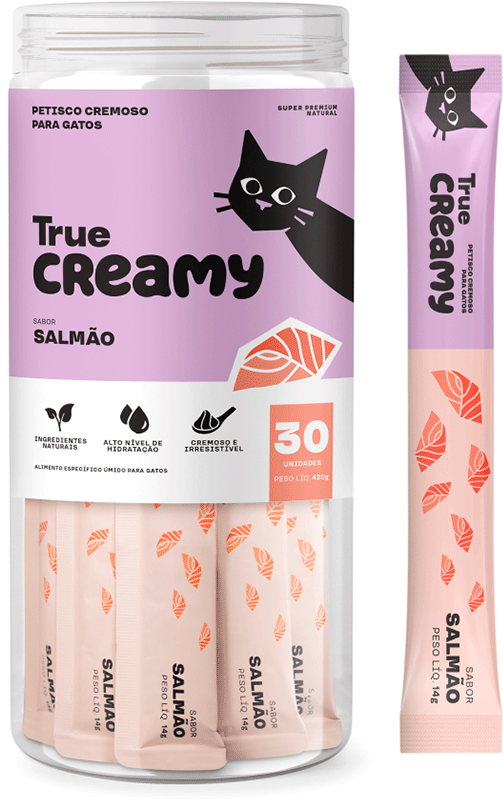 Petisco Cremoso True Creamy sabor Salmão para Gatos - 30 Unidades