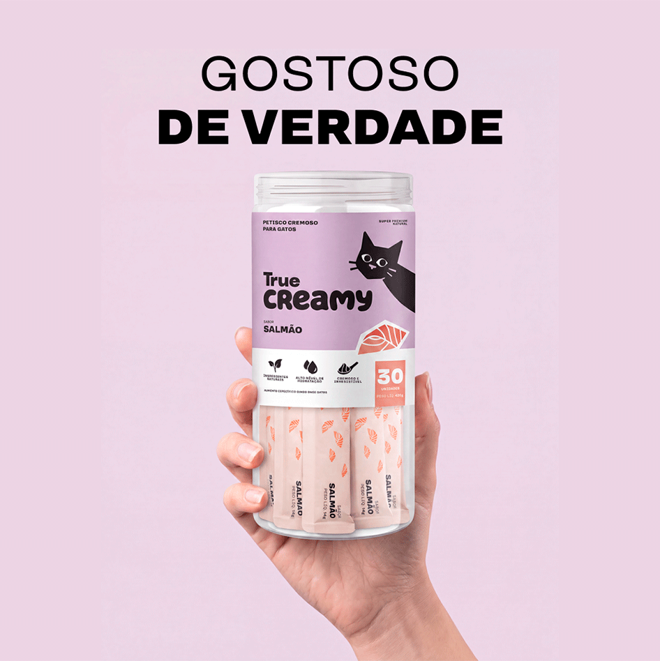 Petisco Cremoso True Creamy sabor Salmão para Gatos - 30 Unidades