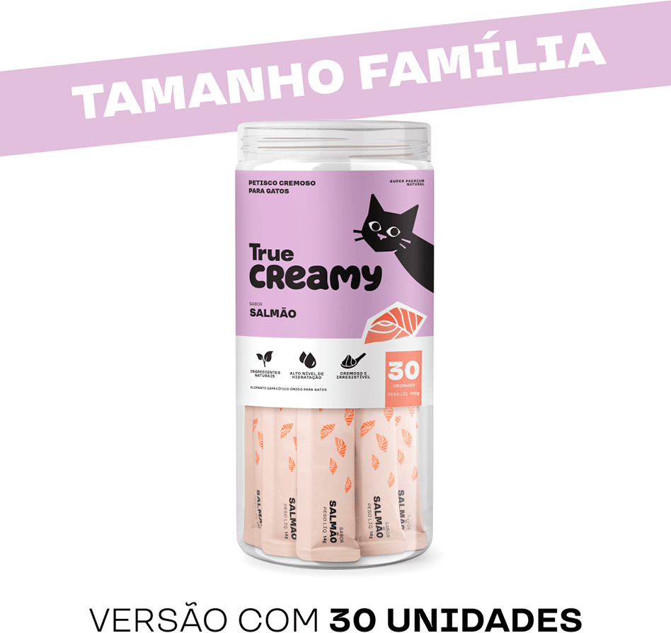 Petisco Cremoso True Creamy sabor Salmão para Gatos - 30 Unidades