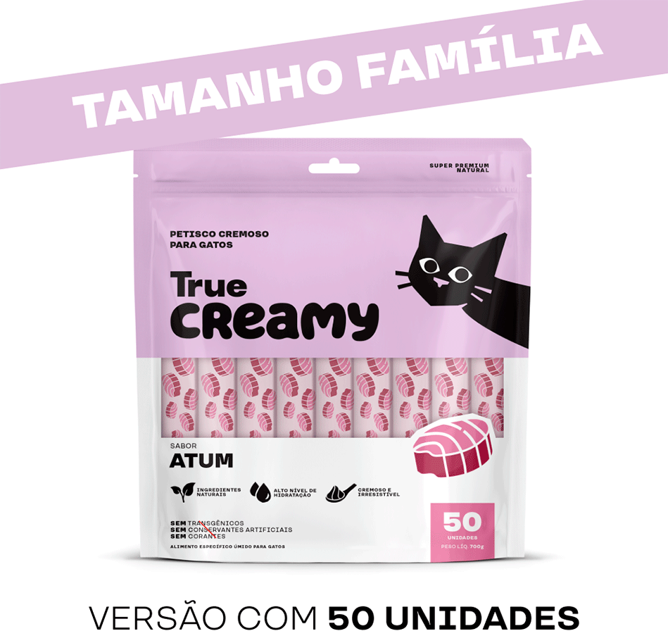 Petisco Cremoso True Creamy Sabor Atum para Gatos - 50 Unidades