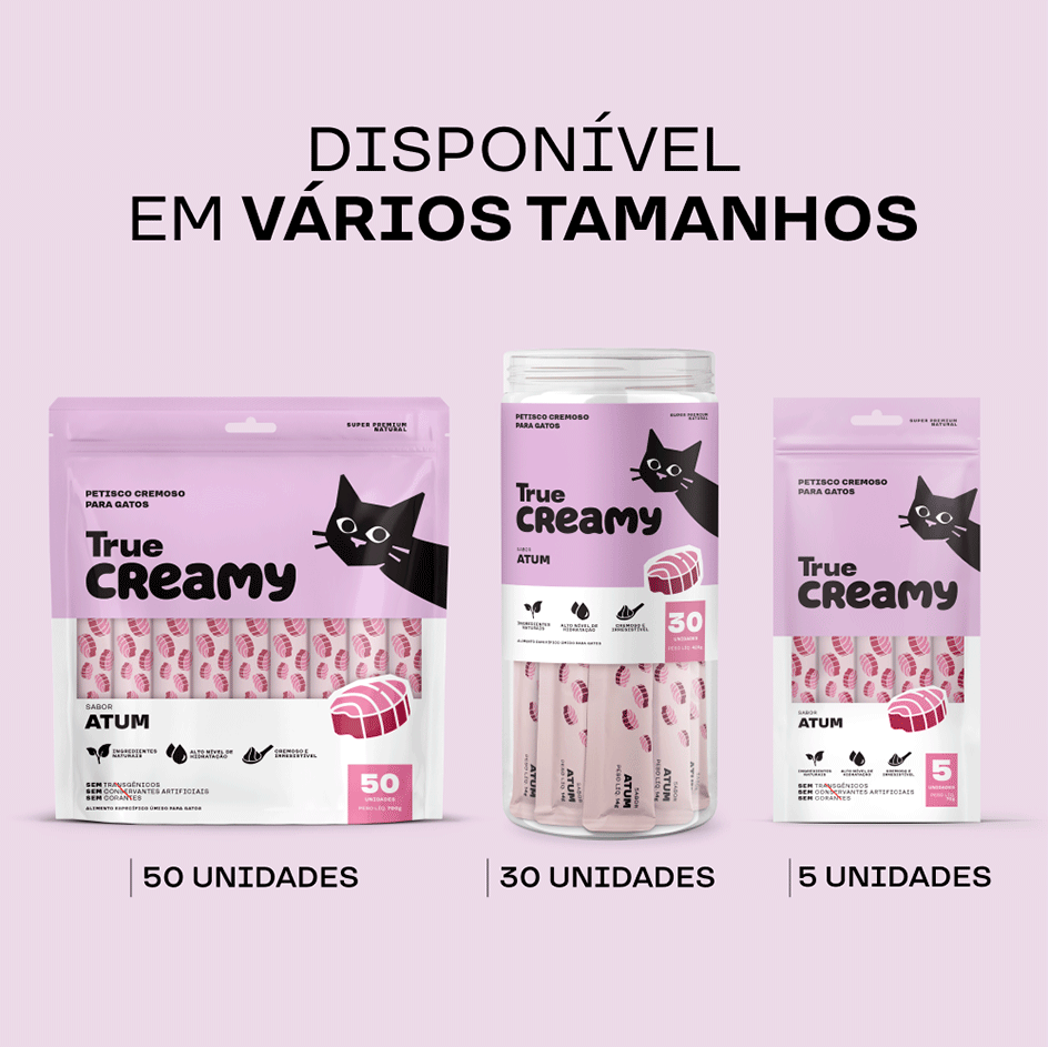 Petisco Cremoso True Creamy Sabor Atum para Gatos - 1 Pacote (5 Unidades)