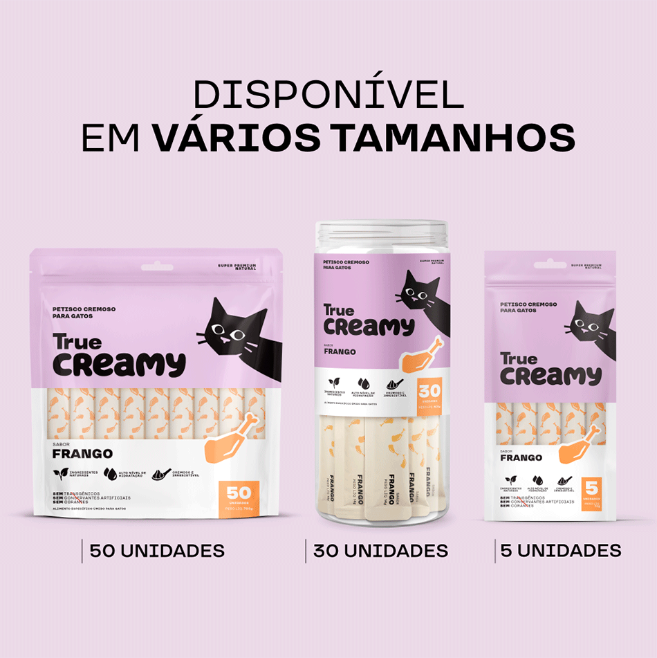 Petisco Cremoso True Creamy Sabor Frango para Gatos - 1 Pacote (5 Unidades)