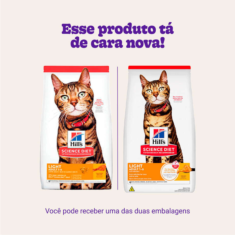 Ração Seca Hill's Science Diet Light para Gatos Adultos - 3,17Kg