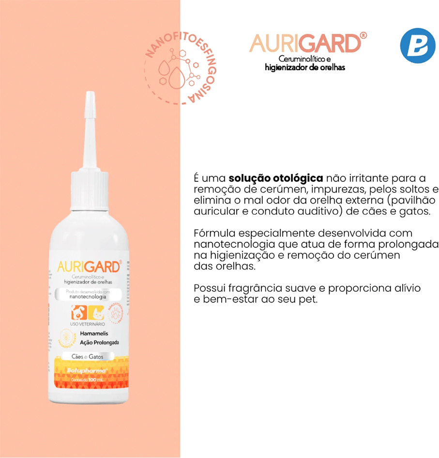 Higienizador de Orelhas Botupharma Aurigard para Cães e Gatos - 100 mL