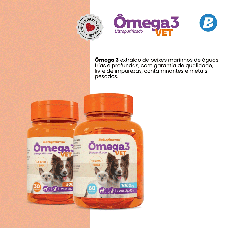 Suplemento Botupharma Pet Ômega 3 1000 mg para Cães e Gatos - 30 Cápsulas