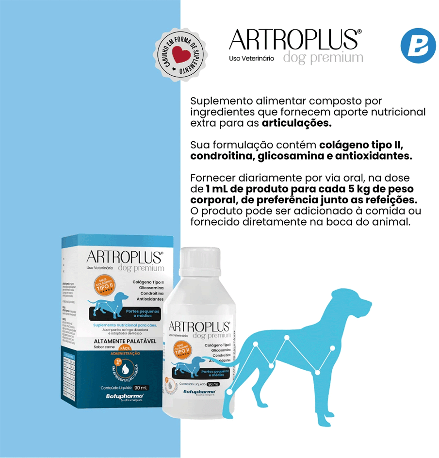 Suplemento Vitamínico Botupharma Artroplus para Cães de Porte Grande e Gigante - 360 mL