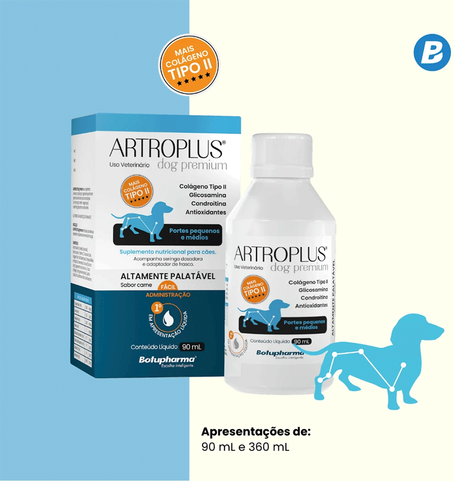 Suplemento Vitamínico Botupharma Artroplus para Cães de Porte Pequeno e Médio - 90 mL