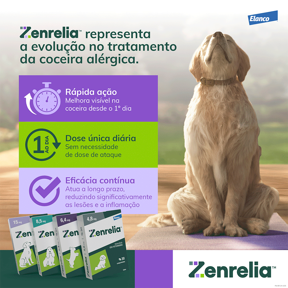 Tratamento Dermatológico Elanco Zenrelia 8,5 mg para Cães - 30 Comprimidos