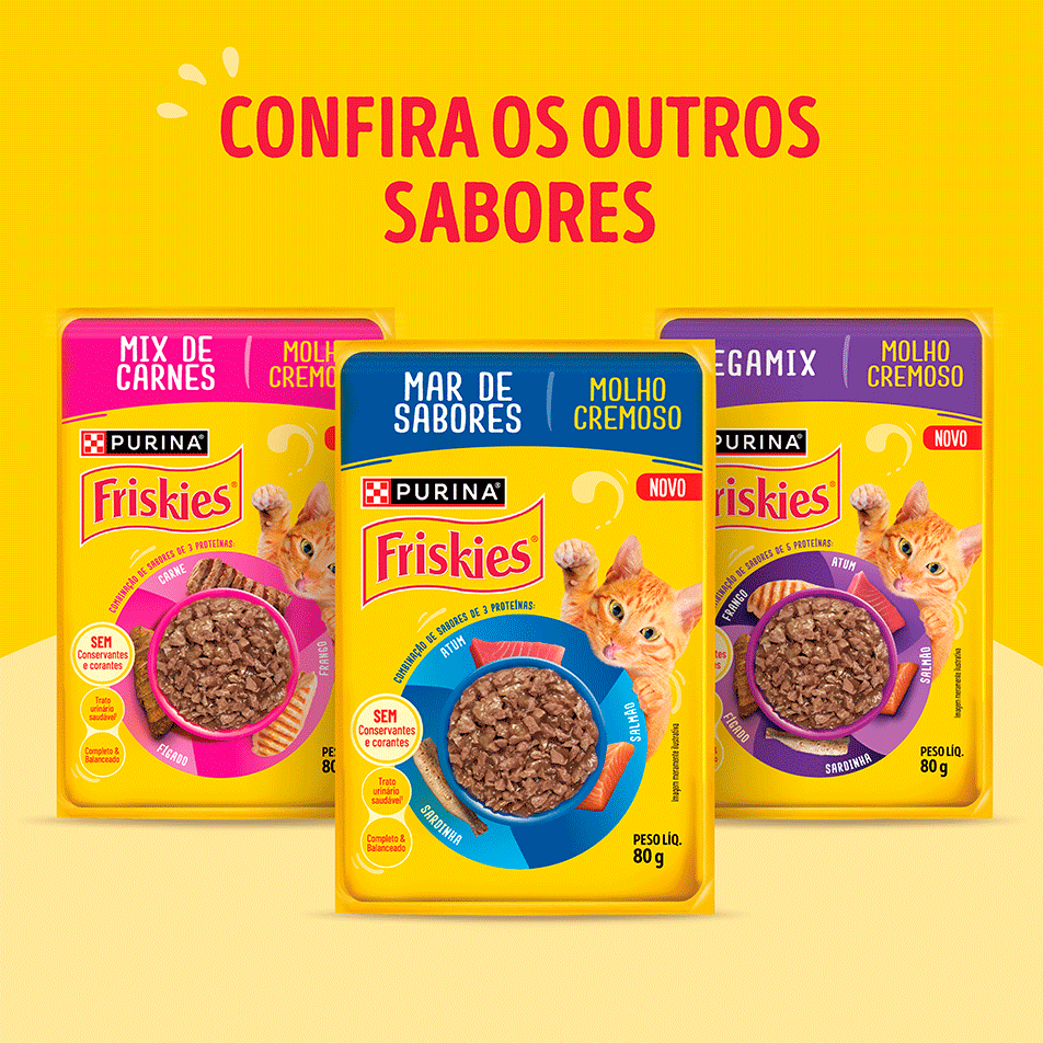 Ração Úmida Friskies Mar de Sabores para Gatos Adultos - 80 g