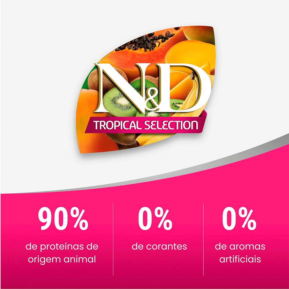 Ração Seca N&D Tropical Selection Suíno, Cereais e Frutas para Cães Filhotes Raças Médias e Grandes - 2Kg + 500 g