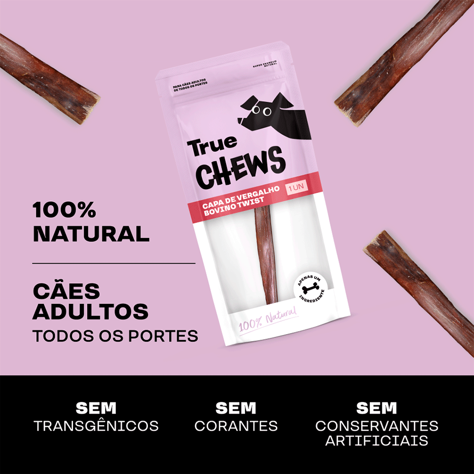 Petisco Mastigável True Chews Capa de Vergalho Twist Bovina para Cães - 1 Unidade