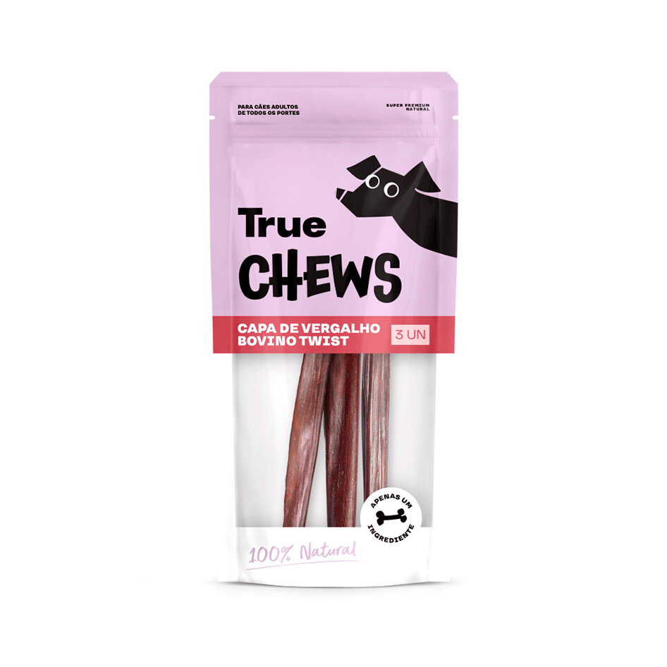 Petisco Mastigável True Chews Capa de Vergalho Twist Bovina para Cães - 3 Unidades