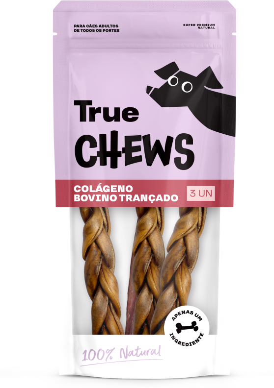 Petisco Mastigável True Chews Colágeno Bovino Trançado para Cães - 3 Unidades