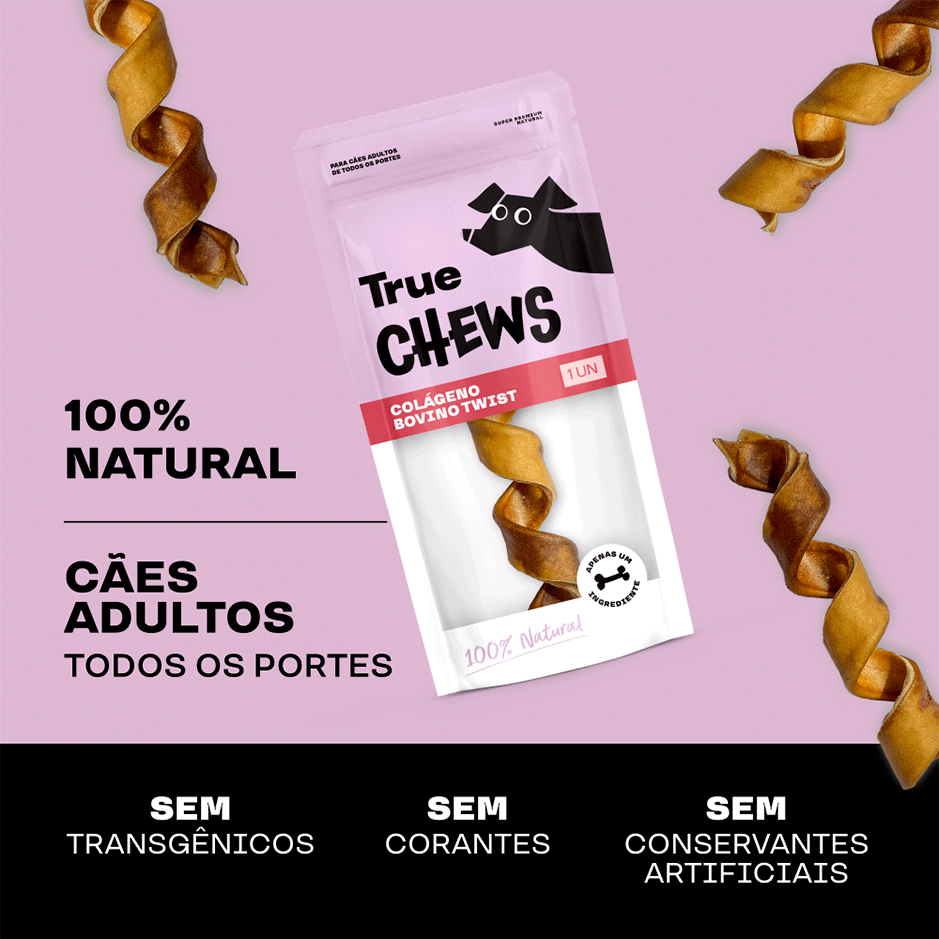 Petisco Mastigável True Chews Colágeno Twist Bovino para Cães - 1 Unidade
