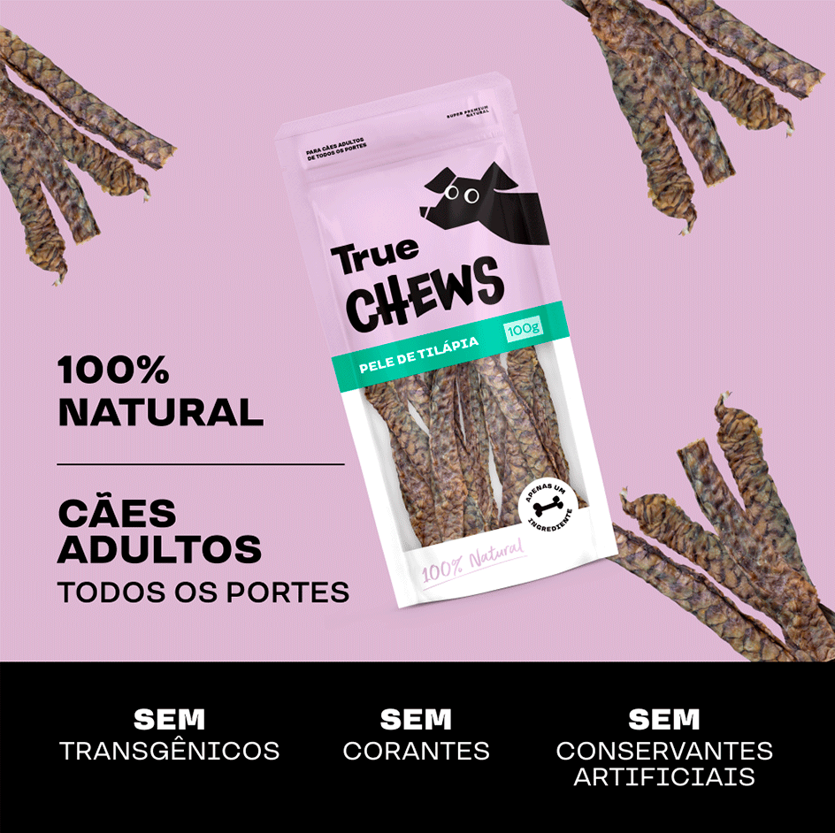 Petisco Mastigável True Chews Pele de Tilápia para Cães - 100 g