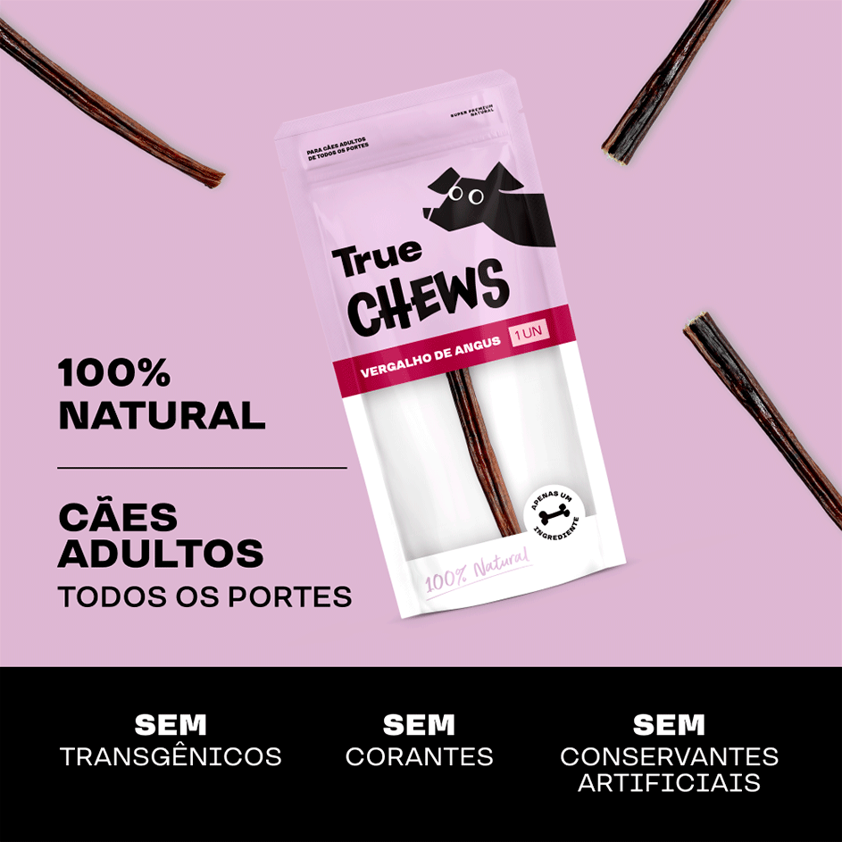 Petisco Mastigável True Chews Vergalho de Angus para Cães - 3 Unidades