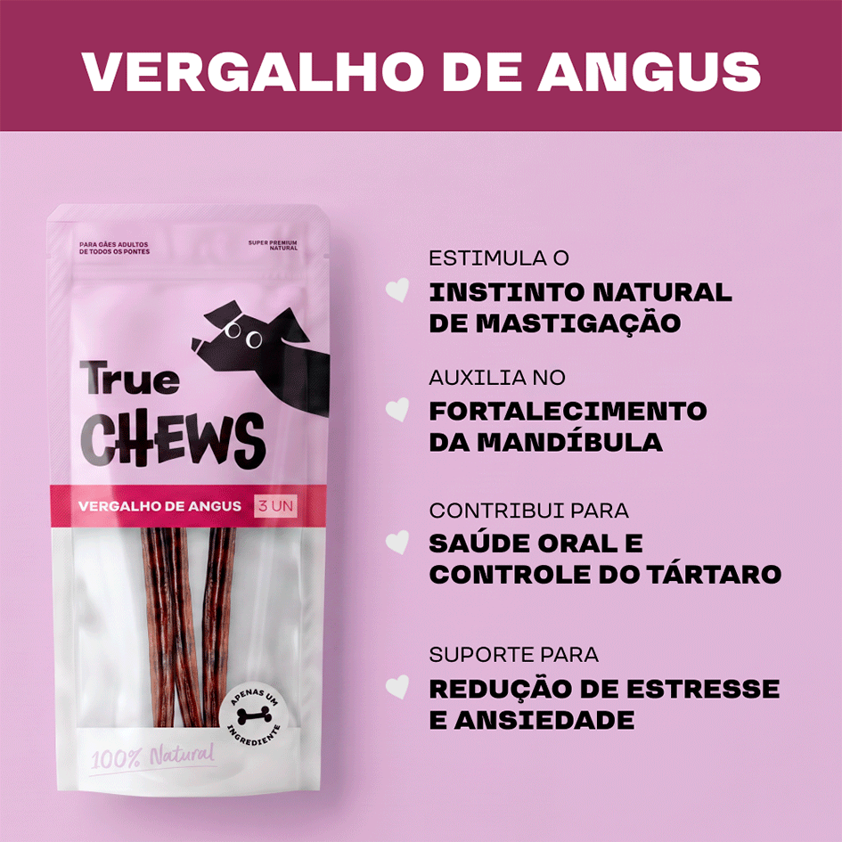 Petisco Mastigável True Chews Vergalho de Angus para Cães - 3 Unidades