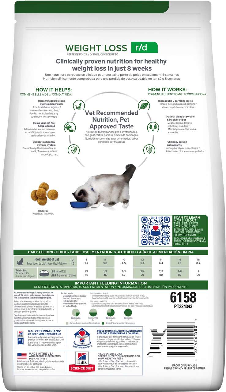Ração Hills Feline Prescription Diet R/D Perda de Peso 1,81Kg - 1,81Kg