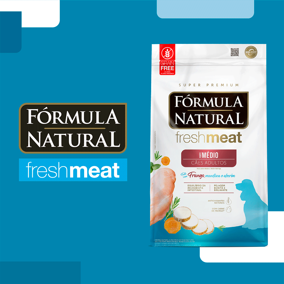 Ração Seca Fórmula Natural Fresh Meat Cães Adultos Raças Médias - 12Kg