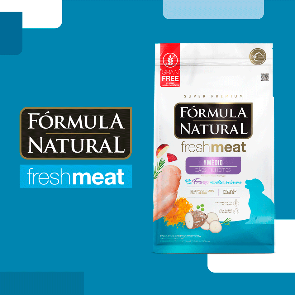 Ração Seca Fórmula Natural Fresh Meat Cães Filhotes Raças Médias - 12Kg