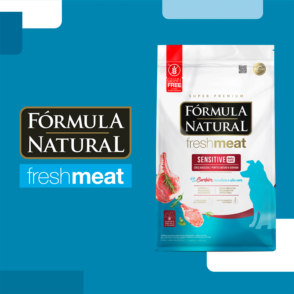 Ração Seca Fórmula Natural Fresh Meat Sensitive Cães Adultos Portes Médio e Grande - 12 KG