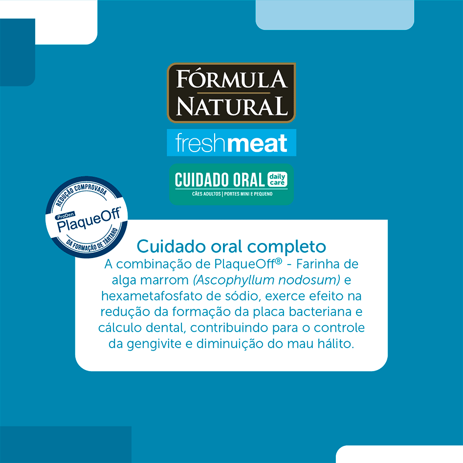 Ração Seca Fórmula Natural Fresh Meat Cuidado Oral para Cães Adultos Raças Mini e Pequena sabor Fango e Vegetais - 1Kg