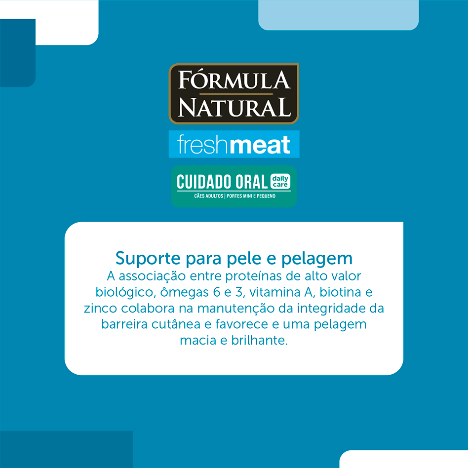 Ração Seca Fórmula Natural Fresh Meat Cuidado Oral para Cães Adultos Raças Mini e Pequena sabor Fango e Vegetais - 1Kg