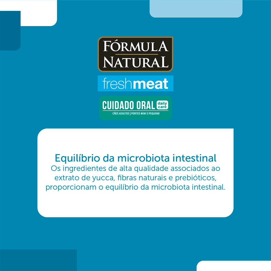 Ração Seca Fórmula Natural Fresh Meat Cuidado Oral para Cães Adultos Raças Mini e Pequena sabor Fango e Vegetais - 1Kg