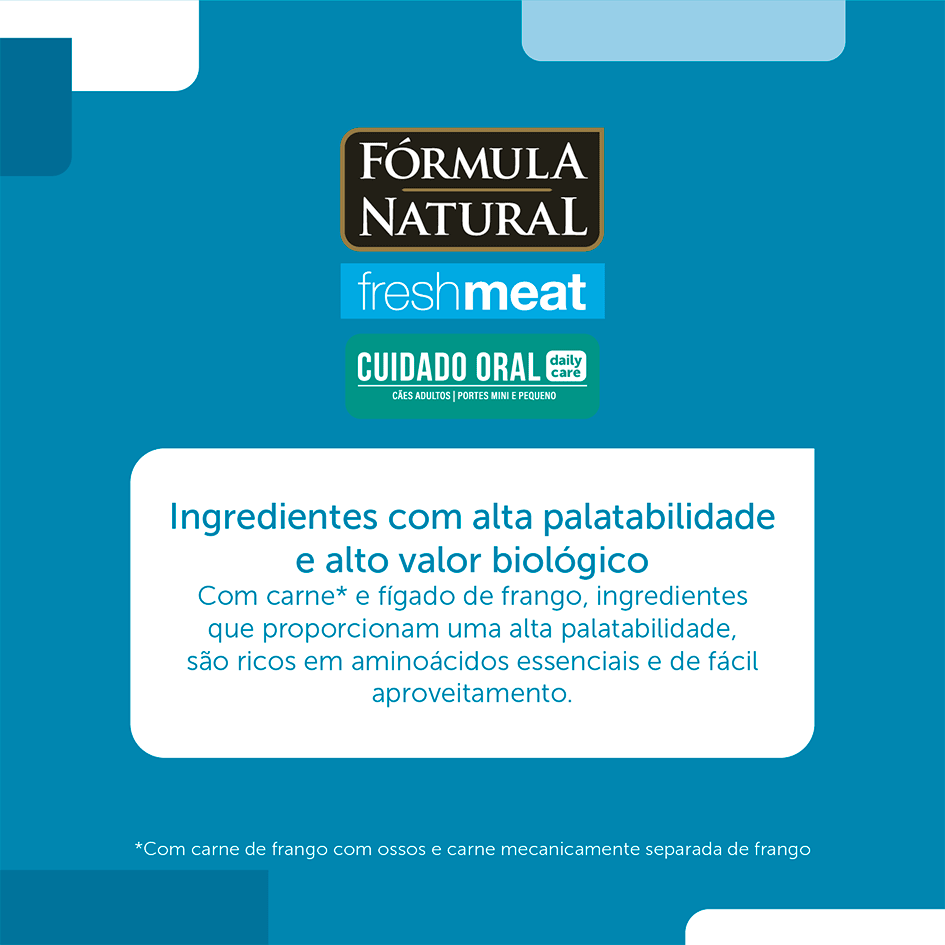 Ração Seca Fórmula Natural Fresh Meat Cuidado Oral para Cães Adultos Raças Mini e Pequena sabor Fango e Vegetais - 1Kg