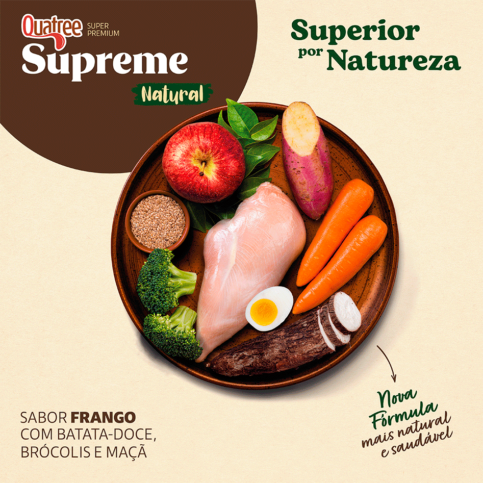Ração Seca Quatree Supreme Frango e Batata Doce Cães Filhotes Raças Médias e Grandes - 15Kg