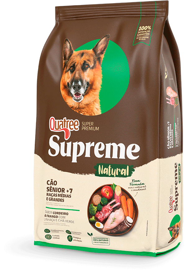 Ração Seca Quatree Supreme Cordeiro e Frango Cães Sênior +7 Raças Médias e Grandes - 15Kg