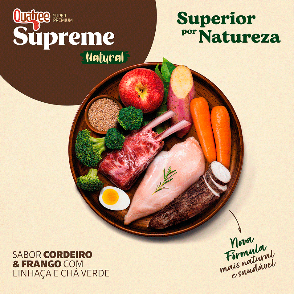 Ração Seca Quatree Supreme Cordeiro e Frango Cães Sênior +7 Raças Médias e Grandes - 15Kg