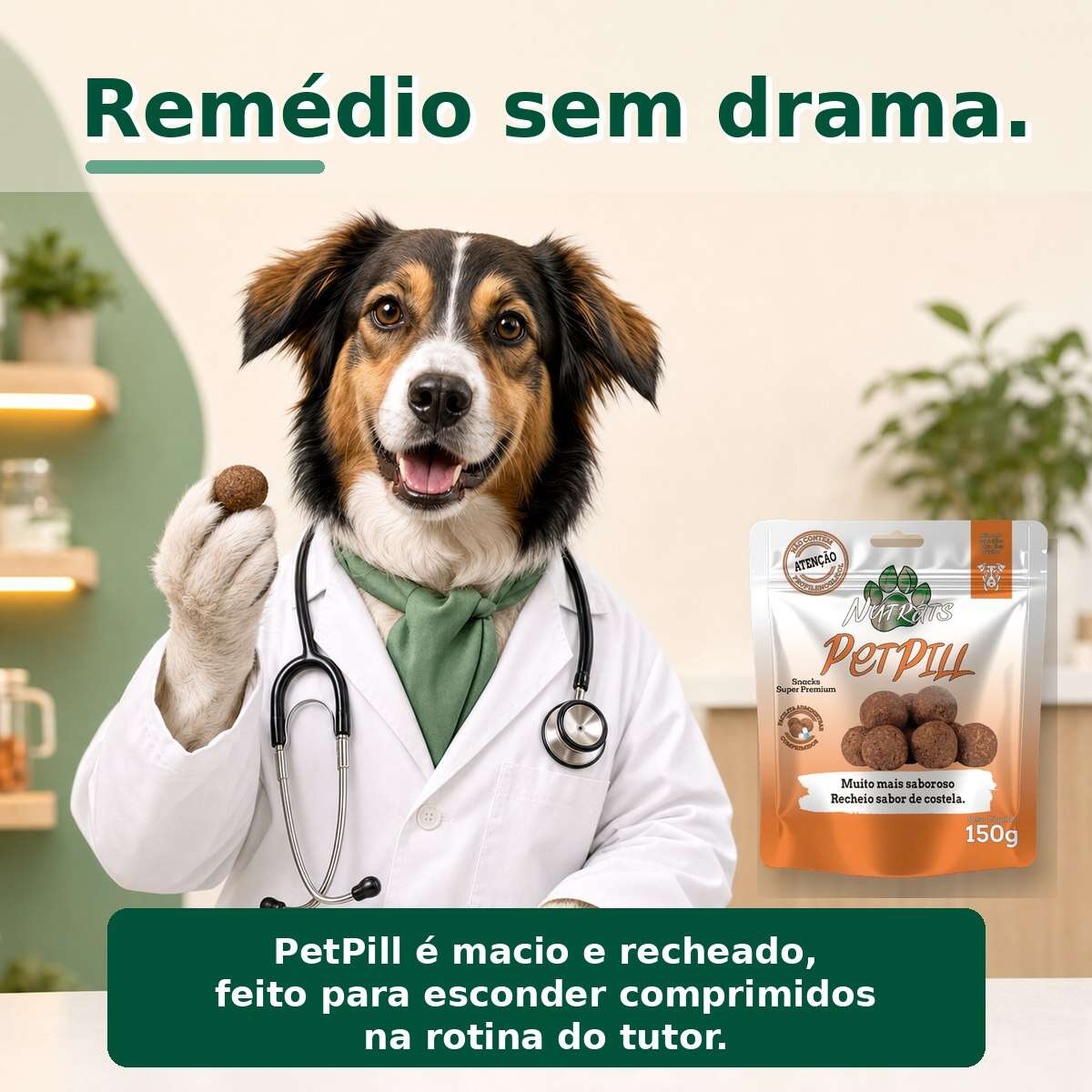 Snacks Sticks Recheado Nutrats Petpill Mini para Cães sabor Costela - 150 g